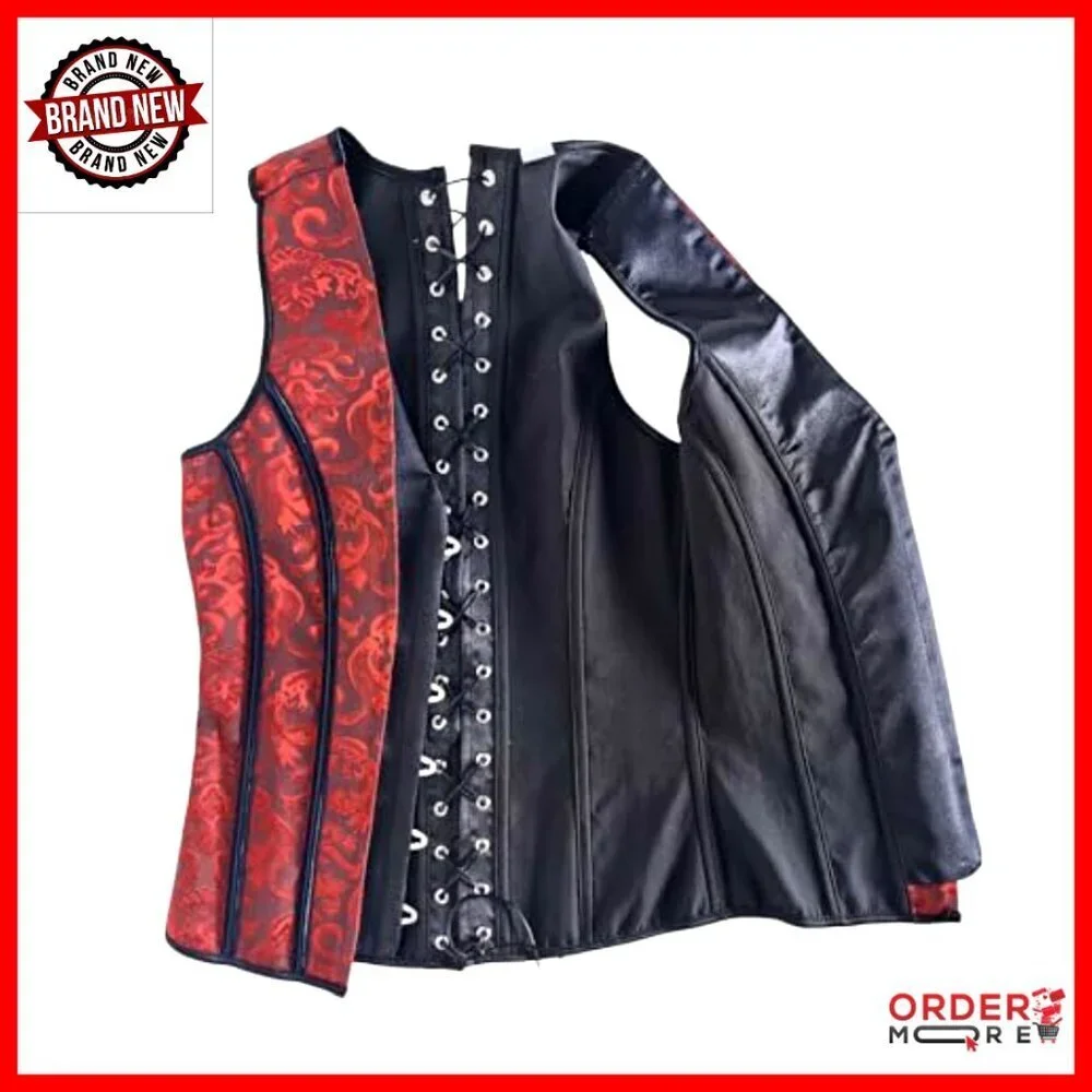 Mens Corset Vest Lace Up Waist Trainer Formal Tops Wedding Stage Performance